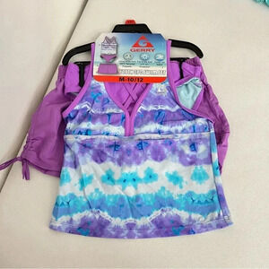 Gerry 3-Piece Tankini & Shorts Swimsuit Set Size M (10/12) UPF Protection Purple